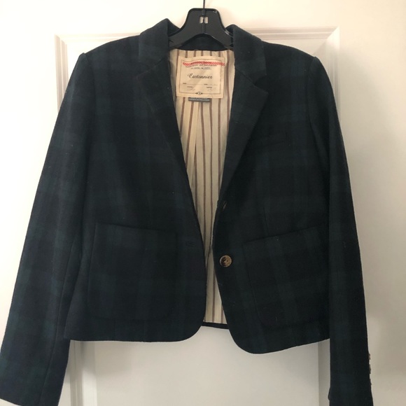 Wool blend plaid blazer - Picture 1 of 8
